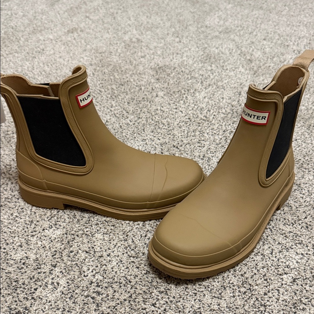 Hunter Beige Ankle Rain Boots